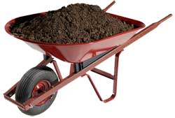 wheelbarrow of mulch
